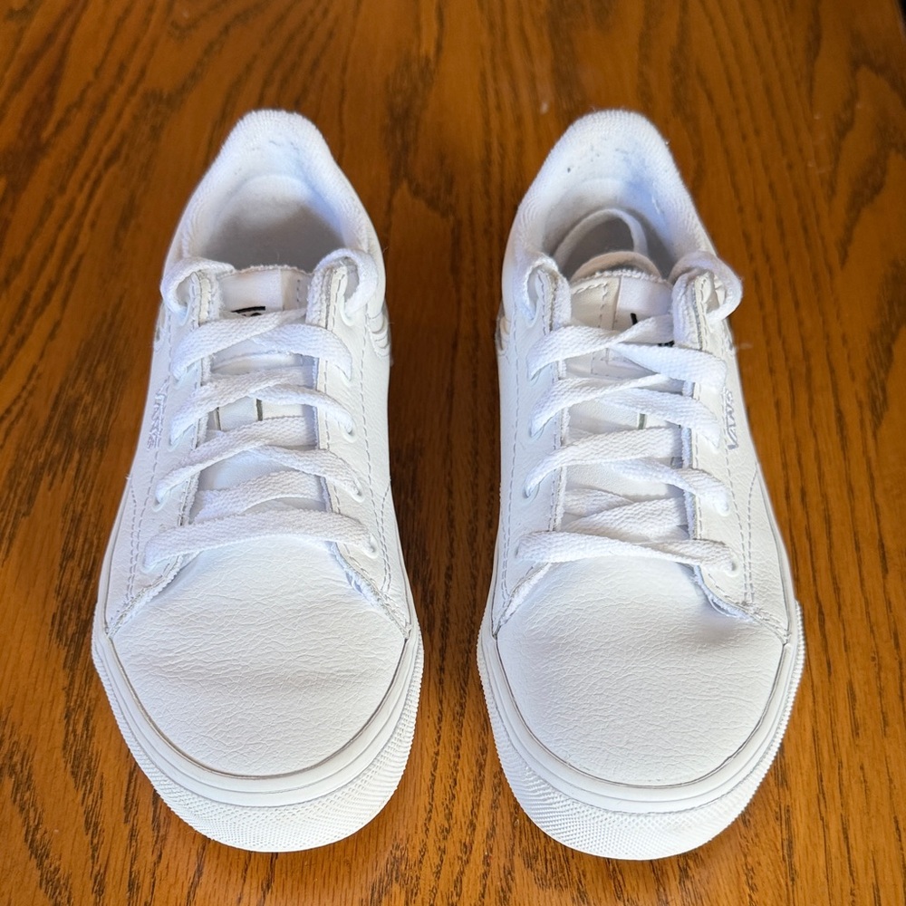 Vans Kids Seldan White Leather Sneakers - Girls Sz 1